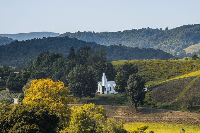 The historic Grassy Creek United Methodist Church in Grassy Creek North Carolina