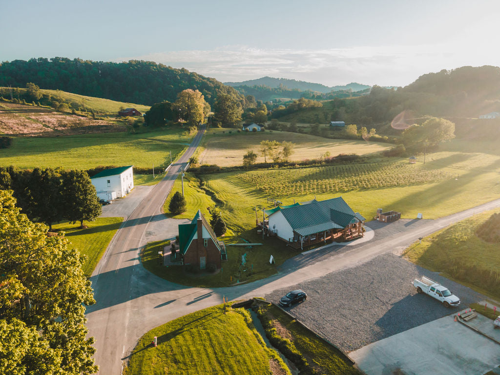 An overhead view of the Old Store Grassy Creek in Ashe County North Carolina